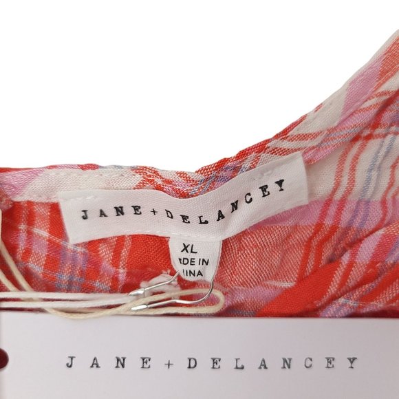 Jane Delancey Plaid Check Tank Top Womens Size XL Sleeveless Shoulder Bows NEW - Picture 8 of 9